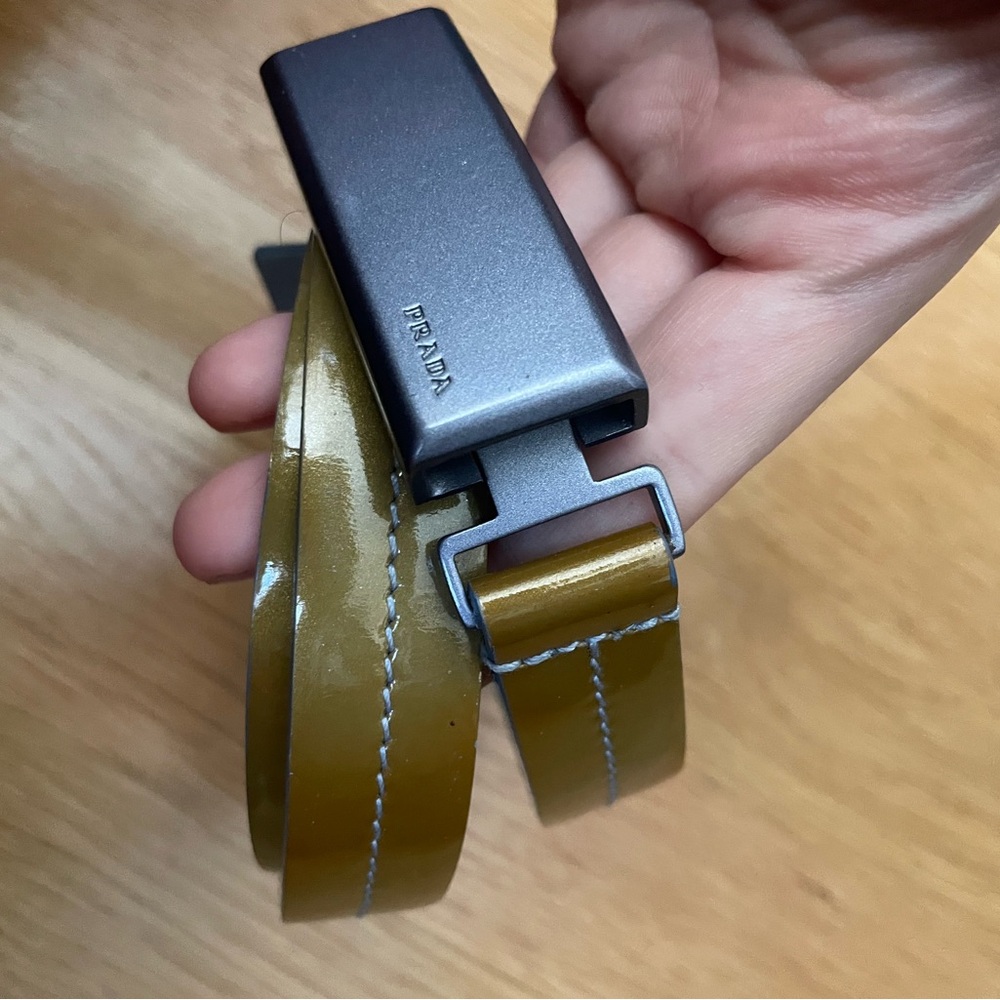 VINTAGE YELLOW PRADA SKINNY BELT